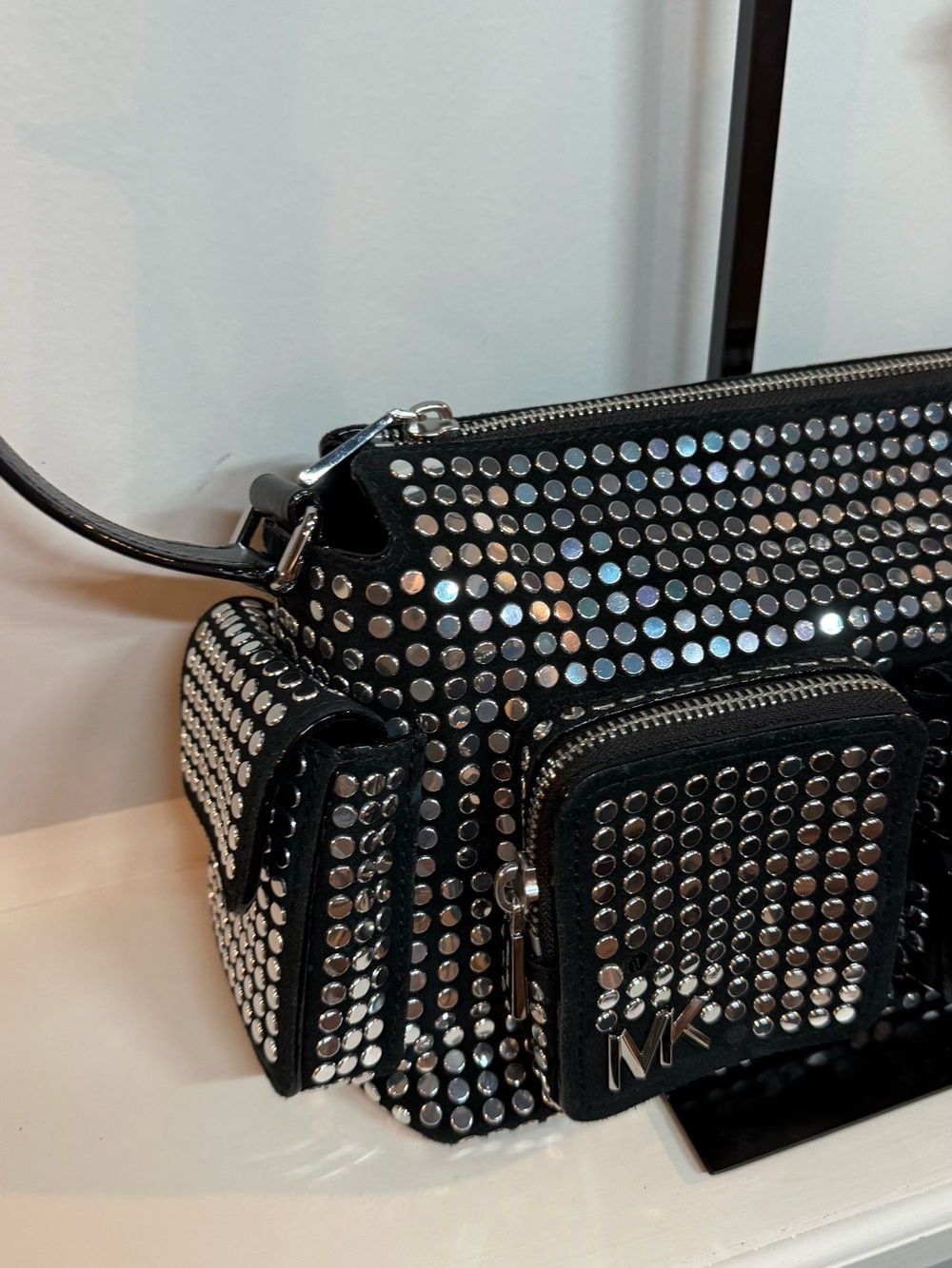 Michael Kors Dalota Black Studded Crossbody with Silver Accents - Picture 3 of 11